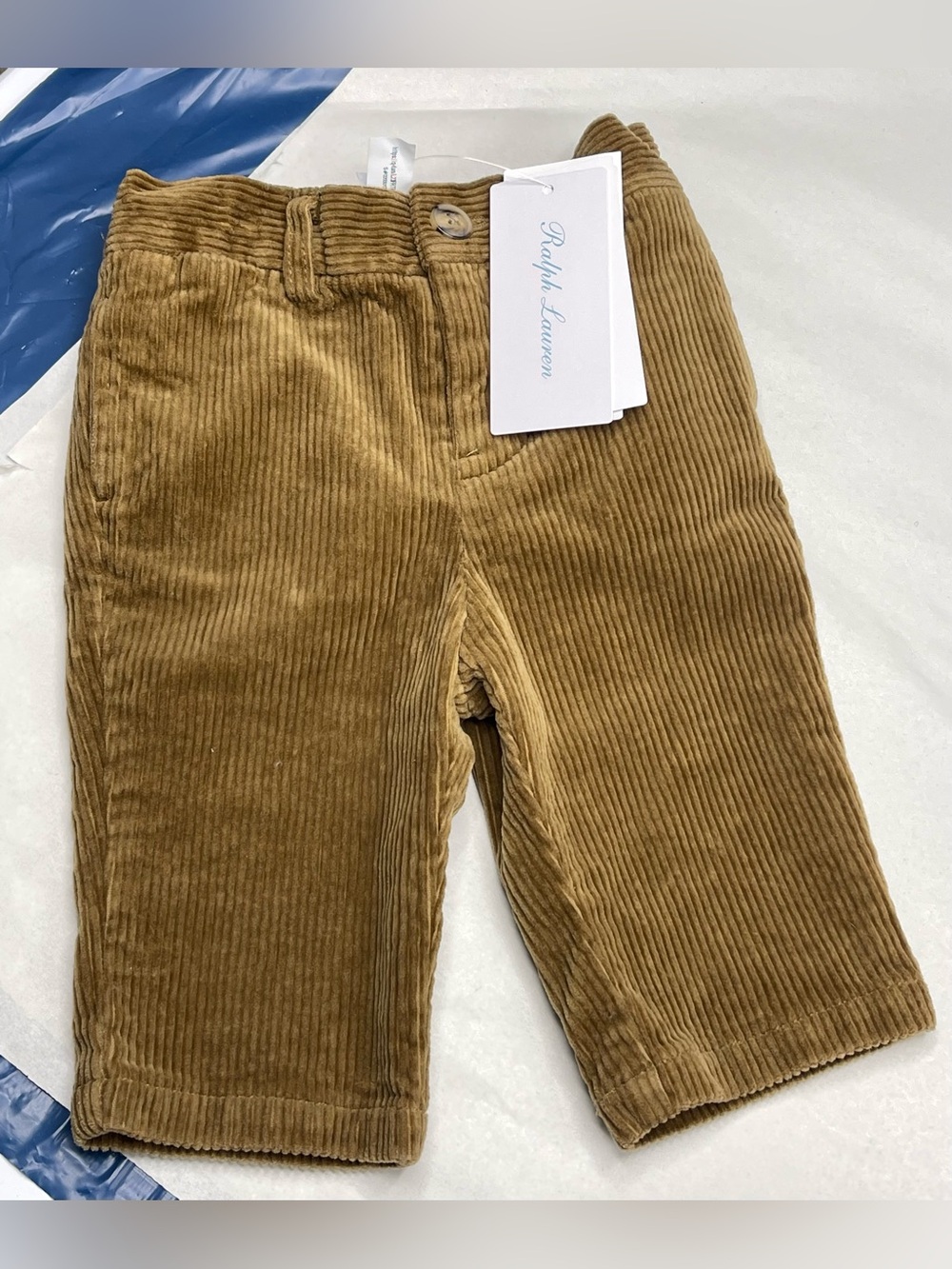Ralph Lauren RL Corduroy Pants for Baby Boy Size 3M (Color:SandSurf) NWT $49.50